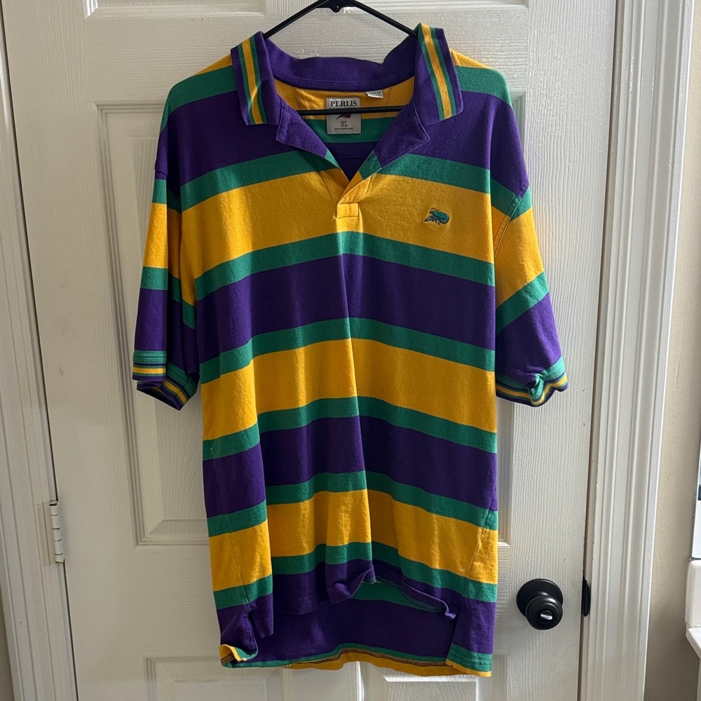Perlis Mardi Gras Striped Polo Shirt